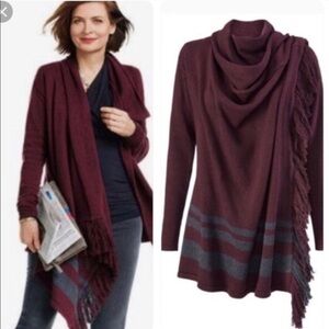 CAbi Port Fringe Wrap Sweater 3002 XS